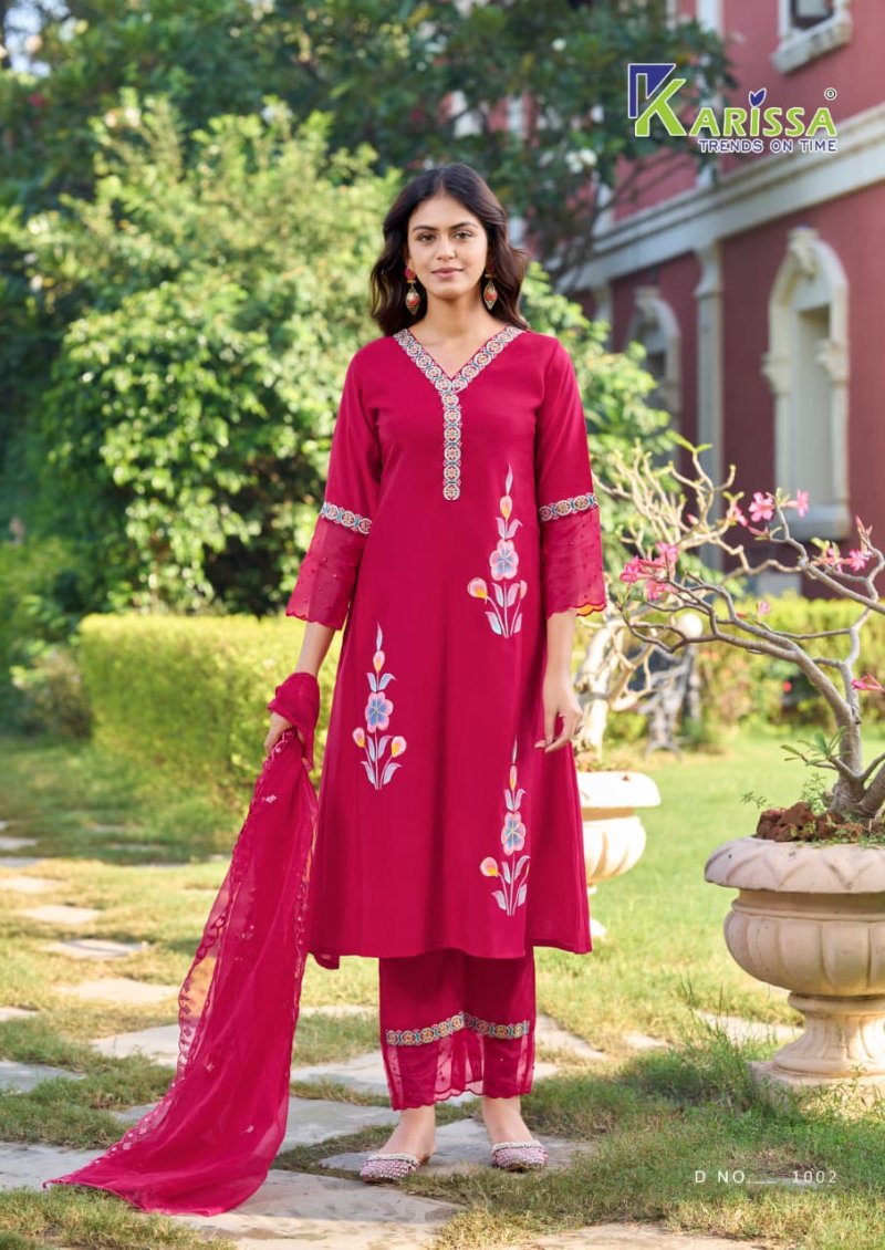Alisa By Karissa Viscose Roman Kurti With Bottom Dupatta 